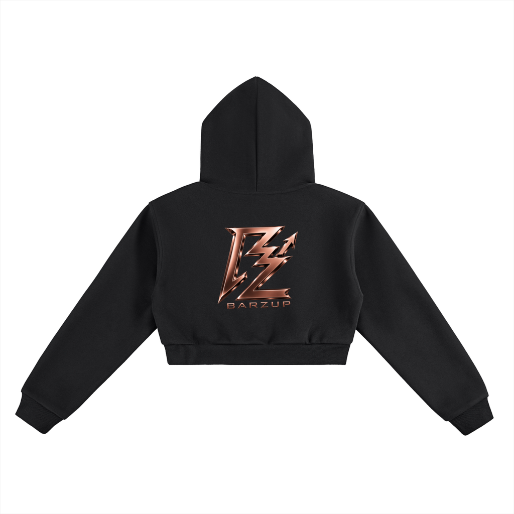 BARZUP Rose Gold Monogram Cropped Hoodie