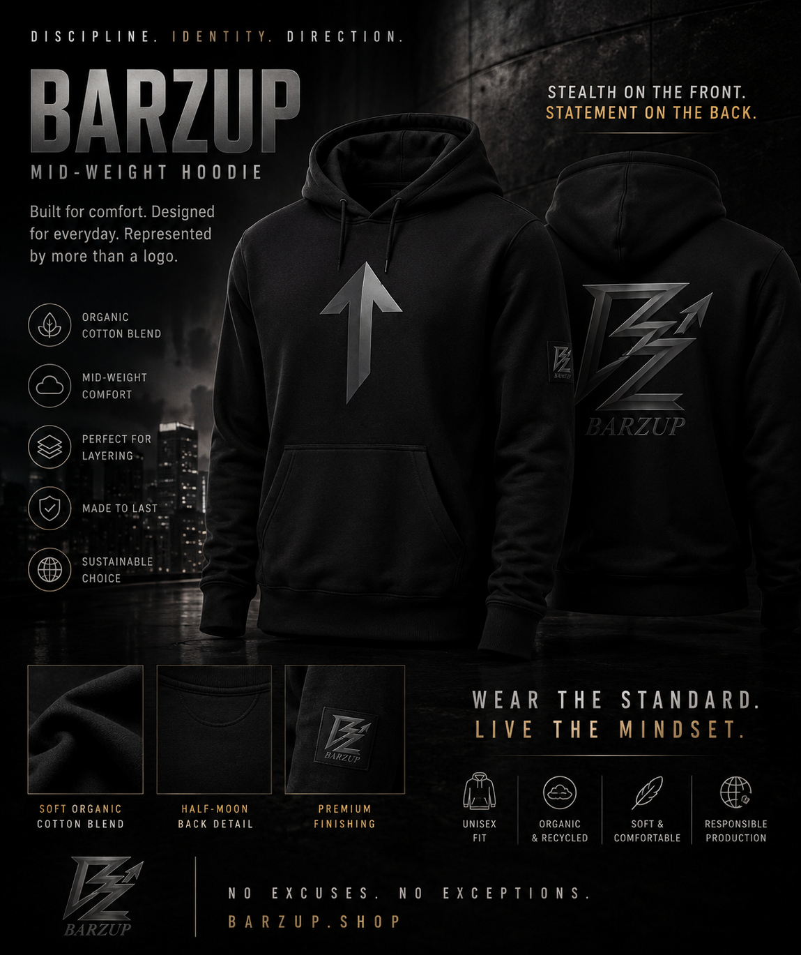 BARZUP Stealth Arrow Monogram Hoodie