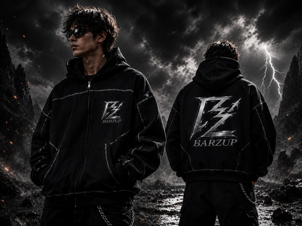 Contrast-Stitched Boxy Fleece Zip Hoodie
