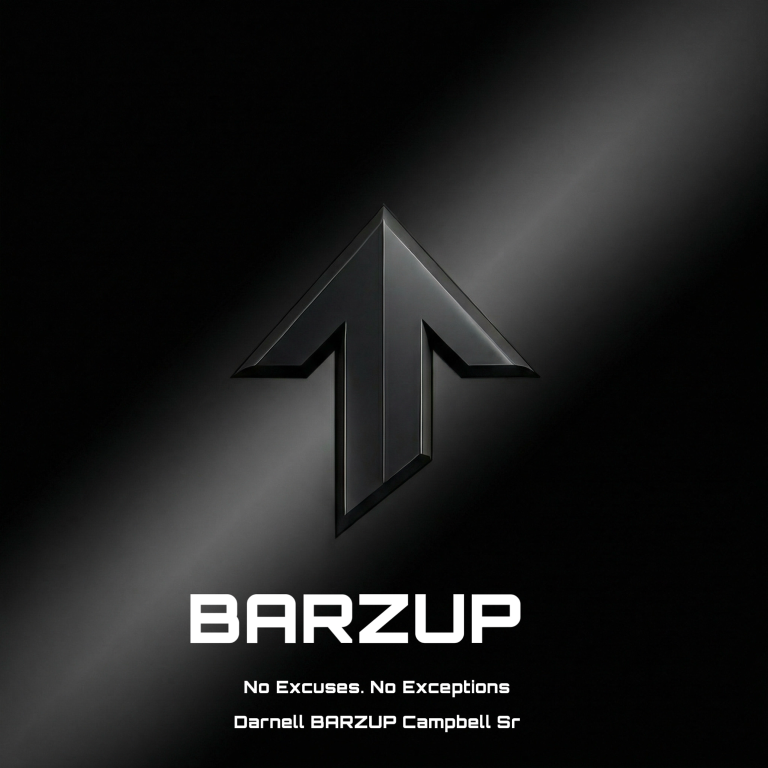 BARZUP upward arrow logo on black background